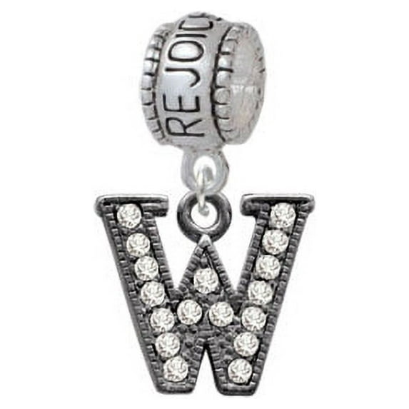 Crystal Black Initial - W - Beaded Border - Rejoice Charm Bead