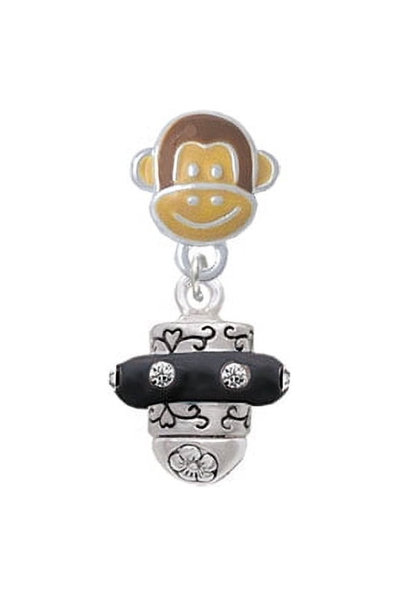 Crystal Black Spinner - Monkey Face Charm Bead
