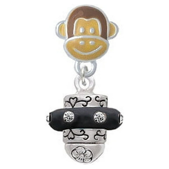 Crystal Black Spinner - Monkey Face Charm Bead