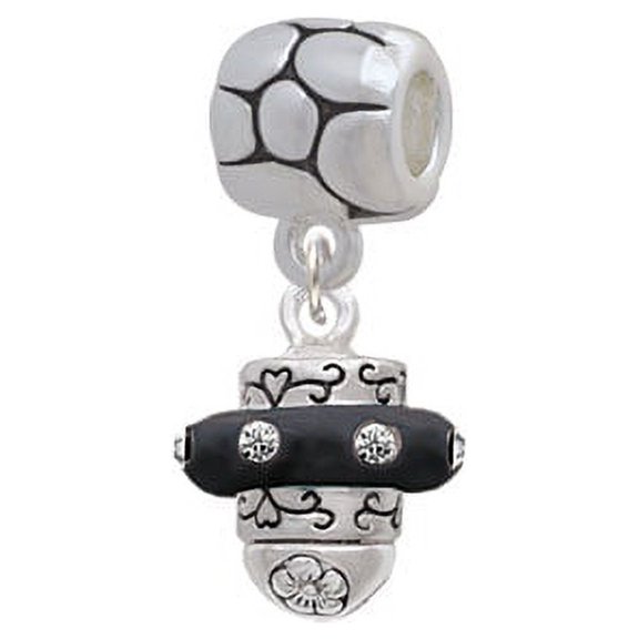 Crystal Black Spinner - Pebble Charm Bead