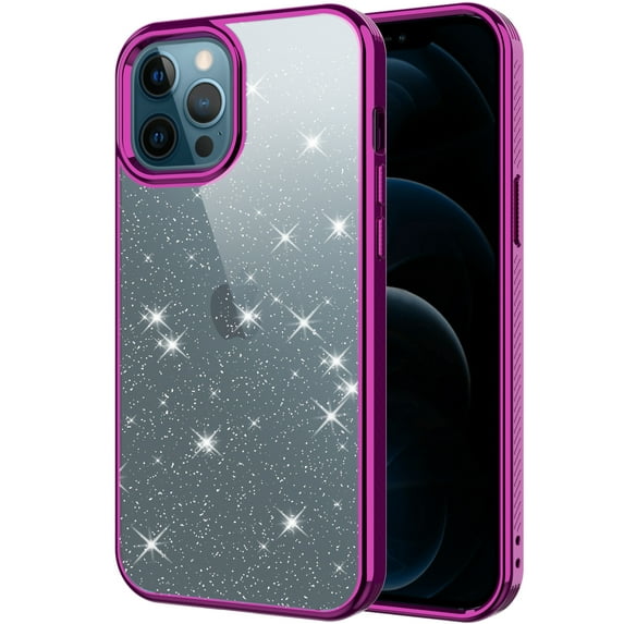 Crystal Bling Clear Case for iPhone 12 Pro Max 6.7" 2020,Allytech Slim TPU Back Luxury Sparkly Anti-Slip Shockproof Anti-Scratch Protective Girls Women Case for iPhone 12 Pro Max 2020(6.7 inch),Purple