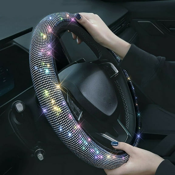 Crystal Bling Rhinestone Car Steering Wheel Cover Universal fit 37 38cm Car SUV