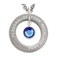 thumbnail image 1 of Crystal Blue Channel Drop Custom Engraved Affirmation Ring Necklace, 1 of 2