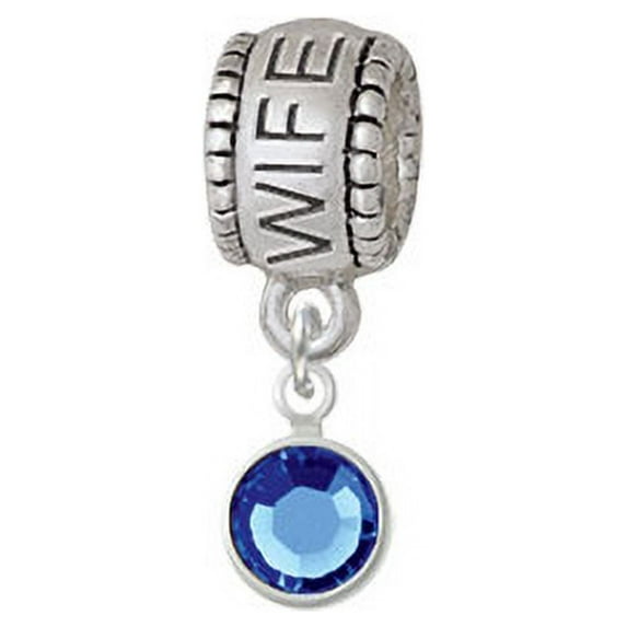 Crystal Blue Channel Drop - Wife Charm Bead