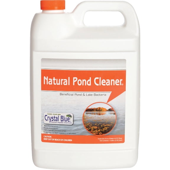 Crystal Blue Natural Pond Cleaner - Muck and Sludge Remover, Safe for Koi - 1 Gallon  Household & Commercial Use, Effective Formula