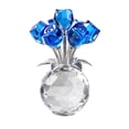 thumbnail image 1 of Crystal Blue Rose Bouquet Figurine with Round Vase, Glass Rose Flower Romantic Gifts for Women Sister on Birthday, Collectible Decoration Table Centerpiece for Home, 1 of 7
