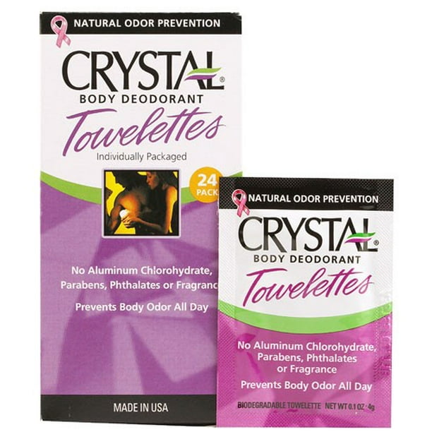 Crystal Body AluminumFree Deodorant Towelettes, 24 Ct
