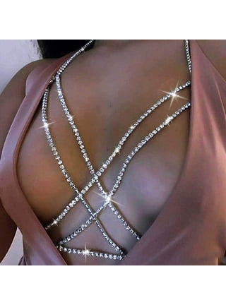 exy Rhinestone Body Chain Crossover Bra Crystal Body Jewelry Bikini Beach Body  Necklace for Women and