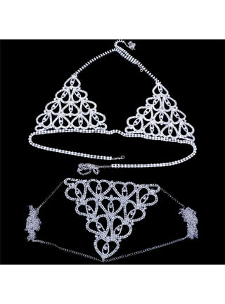 Candy Color Luxury Lingerie Crystal Bralette Body Chain Harness Bra Girl  Christmas Rhinestone Body Jewelry Sexy Bra Thong Set