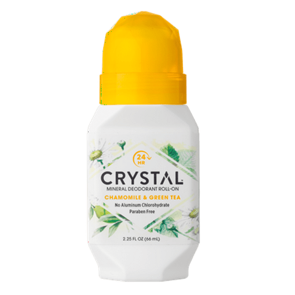 Crystal Body Mineral-Enriched Roll-On, Unisex, Chamomile & Green Tea, 2.25 fl oz