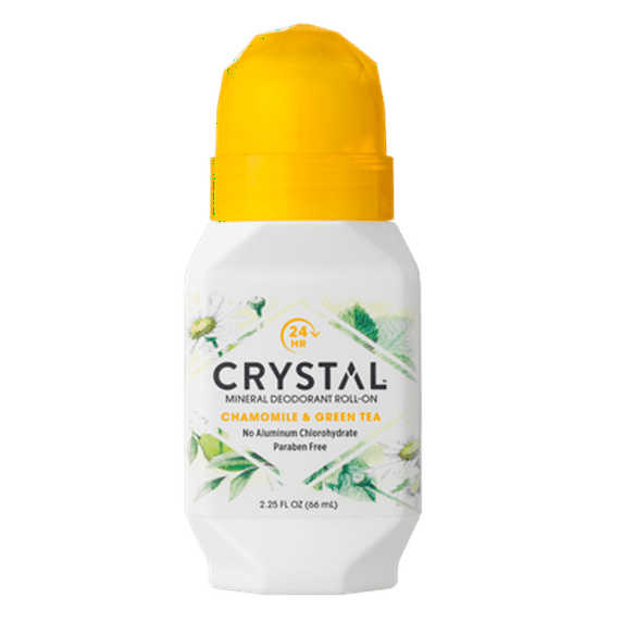 Crystal Body Mineral-Enriched Roll-On, Unisex, Chamomile & Green Tea, 2.25 fl oz