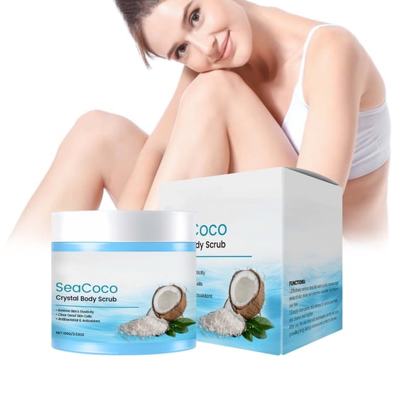 Crystal Body Sea Salt Scrub, Natural Exfoliating Body Scrub with Moisturizing Crystals for Smooth, Soft Skin, 100g Net Weight, 1 Count