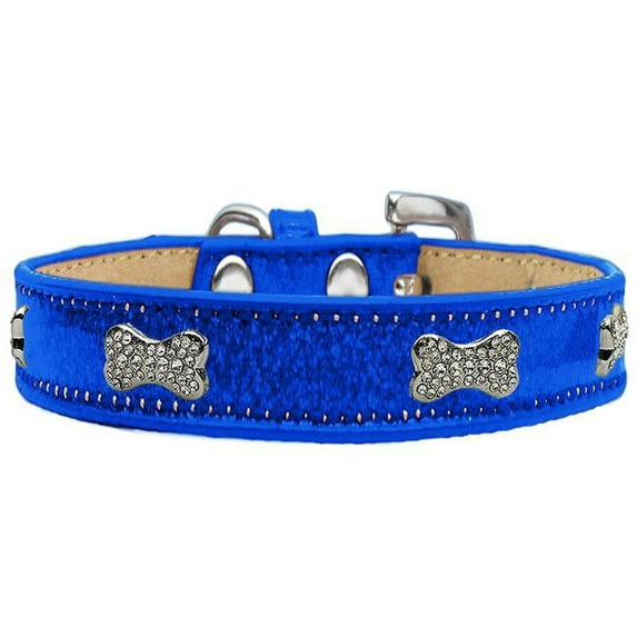 Crystal Bone Dog Collar, Blue Ice Cream - Size 16