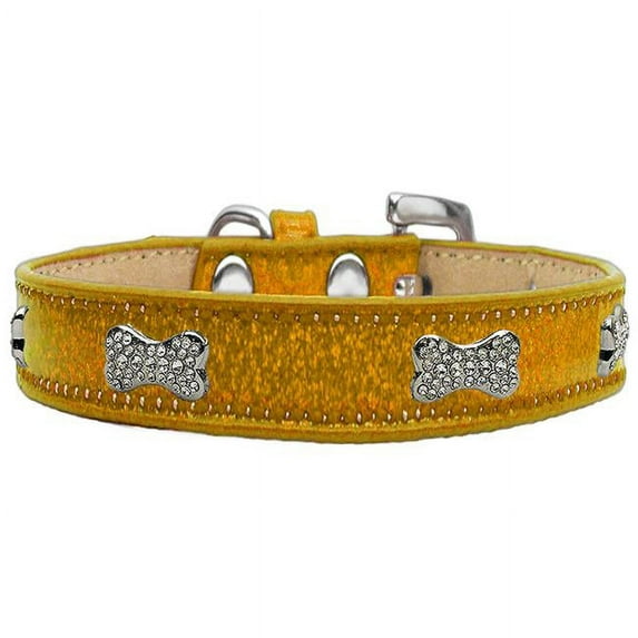 Crystal Bone Dog Collar, Gold Ice Cream - Size 20