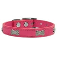 thumbnail image 1 of Crystal Bone Genuine Leather Dog Collar Pink 20, 1 of 2