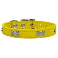 thumbnail image 1 of Crystal Bone Genuine Leather Dog Collar Yellow 24, 1 of 2