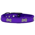thumbnail image 1 of Crystal Bone Genuine Metallic Leather Dog Collar, Purple - Size 12, 1 of 1