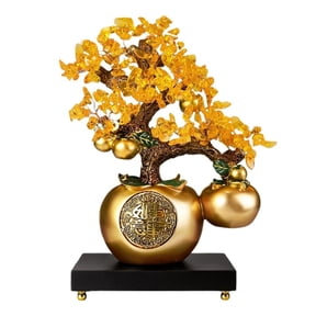 Crystal Bonsai Persimmon Citrine Fortune Tree with Base Money Tree Crystal Gifts