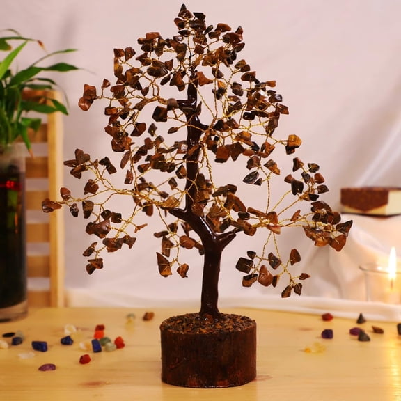 Crystal Bonsai Tree, Handmade Home Dcor Item Showpiece, Crystal Tree - Brown | Vastu Gift For Hall Decoration - Chakra Healing Crystals Tree | Center Table Decorative Item, Good Luck Tree