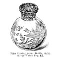 thumbnail image 1 of Crystal Bottle 1892. N'Fine Crystal Scent Bottle Solid Silver Watch Top.' Line Engraving English 1892. Print by, 1 of 3
