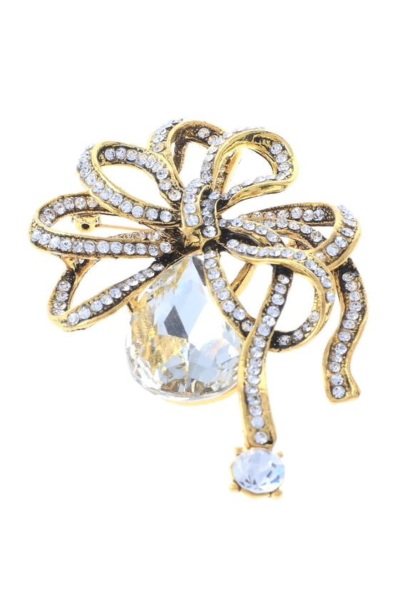 Crystal Bow Brooch