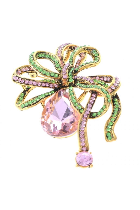 Crystal Bow Brooch