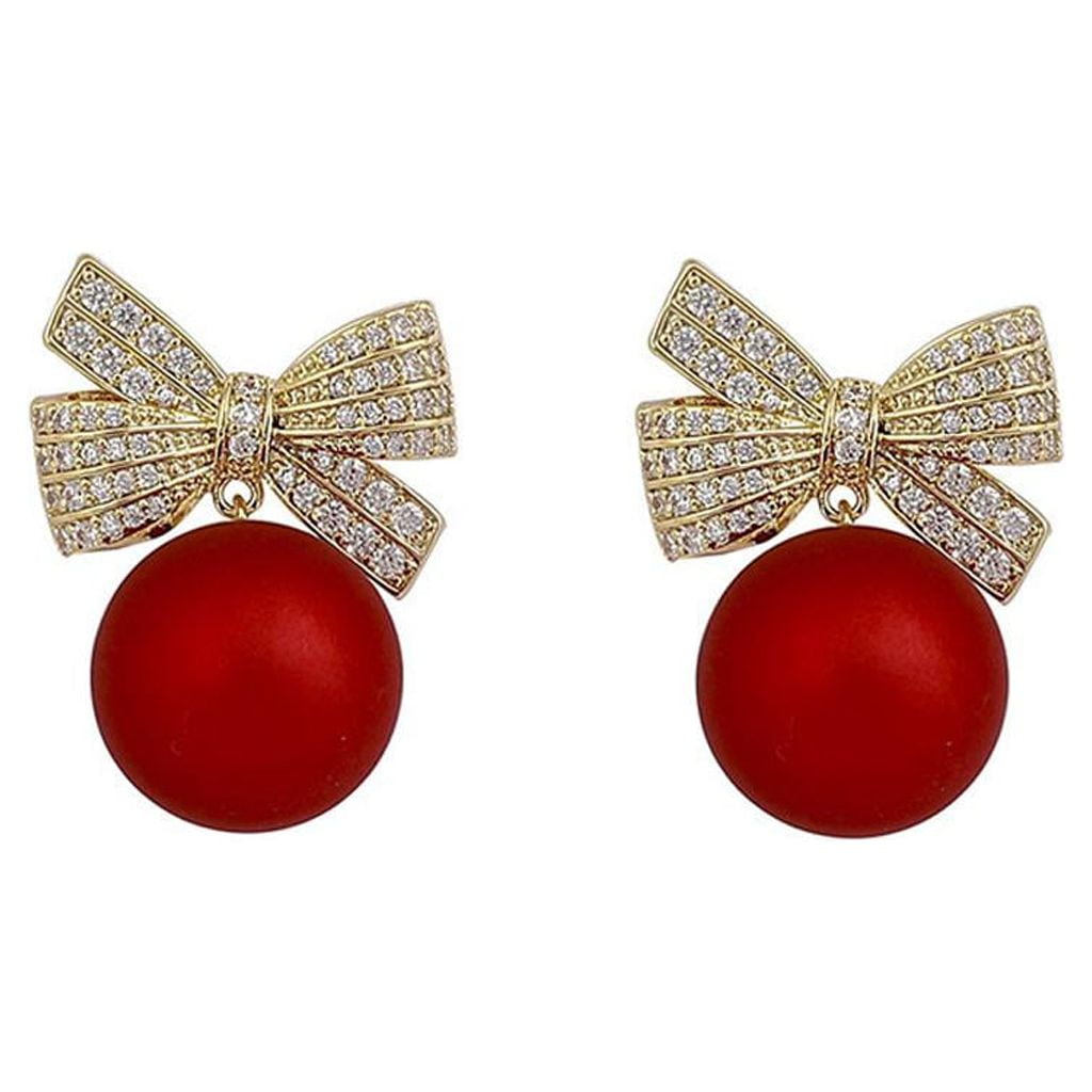 SHARPLACE Crystal Bow Knot Pearl Stud Earring Wedding Decor Anniversary Gift for Women