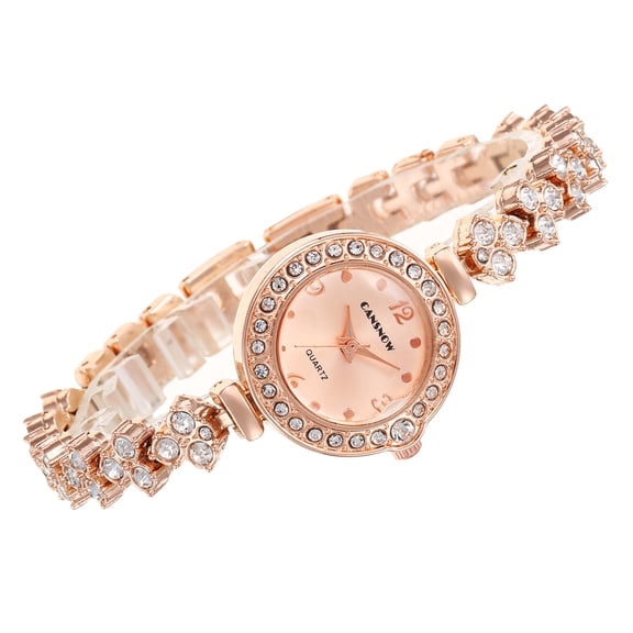 Crystal Bracelet Watch for Women Gold Rose Gold Quartz Bangle Watch Elegant Jewelry Style Wristwatch