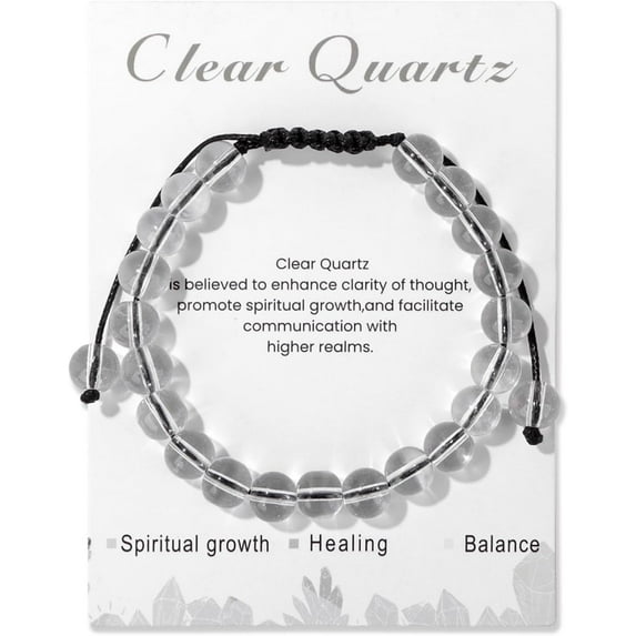Crystal Bracelet for Women 8mm Natural Stone Crystal Beaded Bracelets Adjustable Handmade Gemstone Bracelet Healing Jewelry Mother's Day Gifts for Women
