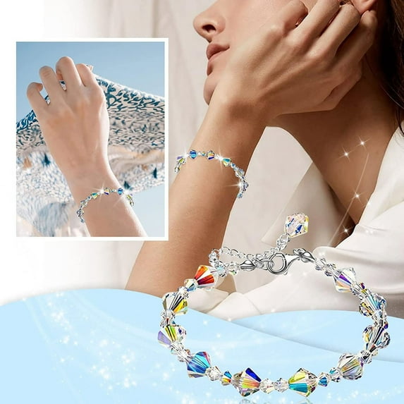 Crystal Bracelet and for Women,Shiny Crystal Bracelet Jewelry Birthday Gift for Friends Lovers Christmas Birthday Gifts for Mom Wife