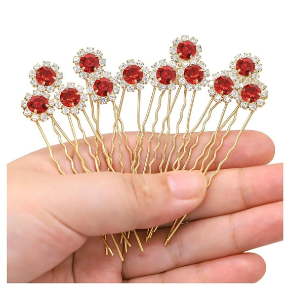 Crystal Bridal Hair Pins Clips Wedding Hair Accessories Hair Set Jewelry With Rhinestone For Brides and Bridesmaids Set Of 12 (Gold)