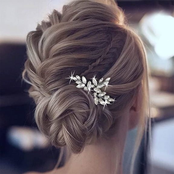 Crystal Bridal Hair Pins Silver Rhinestone Wedding Hair Pieces Prom Hair Accessories for Brides and Women (Pack of 3)