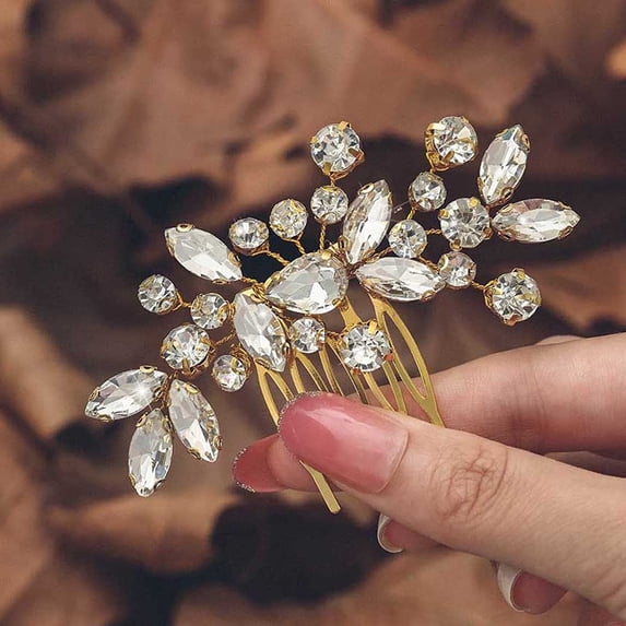 Crystal Bride Wedding Hair Comb Silver Bridal Headpiece Rhinestone Hair Accessories for Women and Girls (A-Silver)