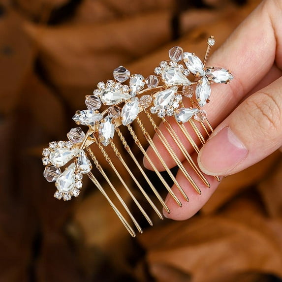 Crystal Bride Wedding Hair Comb Silver Bridal Headpieces Rhinestone Pearl Hair Pieces Bridesmaid Side Combs Hair Accessories for Women