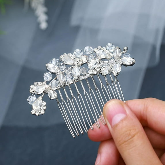 Crystal Bride Wedding Hair Comb Silver Bridal Headpieces Rhinestone Pearl Hair Pieces Bridesmaid Side Combs Hair Accessories for Women