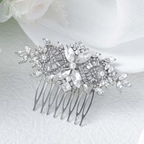Crystal Bride Wedding Hair Comb Silver Flower Bridal Headpieces Leaf Hair Pieces Rhinestone Bridesmaid Side Combs Hair Accessories for Women