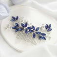 thumbnail image 1 of Crystal Bride Wedding Hair Comb Silver Leaf Bridal Hair Accessories Rhinestone Party Prom Hair Piece for Women and Girls (B Blue), 1 of 4