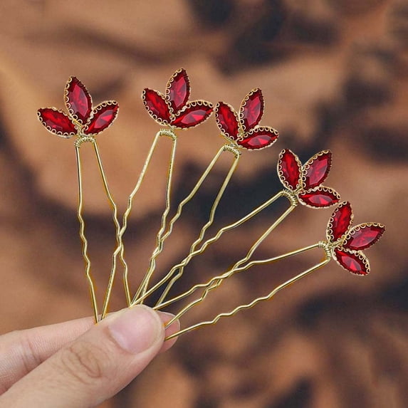 Crystal Bride Wedding Hair Pins Bridal Hair Piece Wedding Hair Accessories for Women and Girls (Pack of 5) (A Silver)