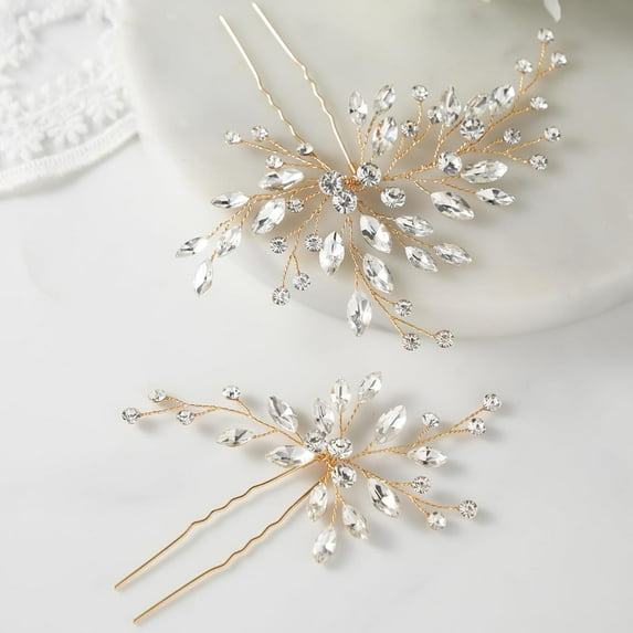 Crystal Bride Wedding Hair Pins Rhinestone Hair Comb Wedding Hair Accessories Bride Hair Jewelry Hair pieces for Women Bride Girls(Pack of 2)