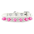 thumbnail image 1 of Crystal & Bright Pink Spikes Dog Collar, White - Size 12, 1 of 1