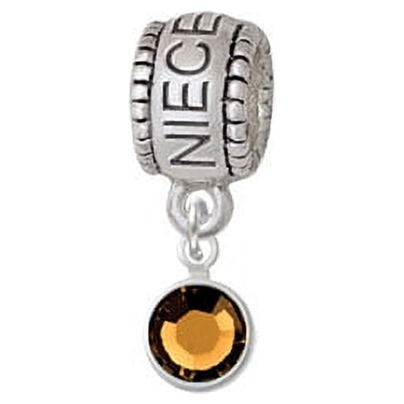 Crystal Brown Channel Drop - Niece Charm Bead
