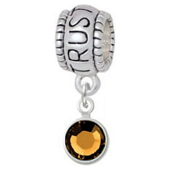 Crystal Brown Channel Drop - Trust In God Charm Bead