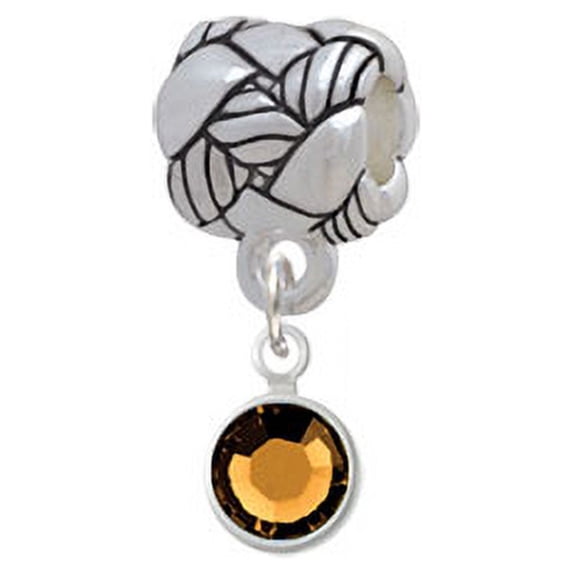 Crystal Brown Channel Drop - Woven Rope Charm Bead
