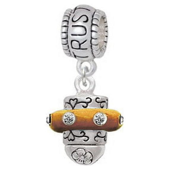Crystal Brown Spinner - Trust In God Charm Bead