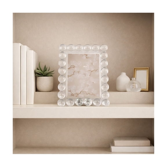Crystal Bubble Picture Frames for Tabletop Display - Crystal Photo Frame with Decorative Beaded Border for Living Room and Home - Glam Style Accent for Study or Office Desk - 10", Clear