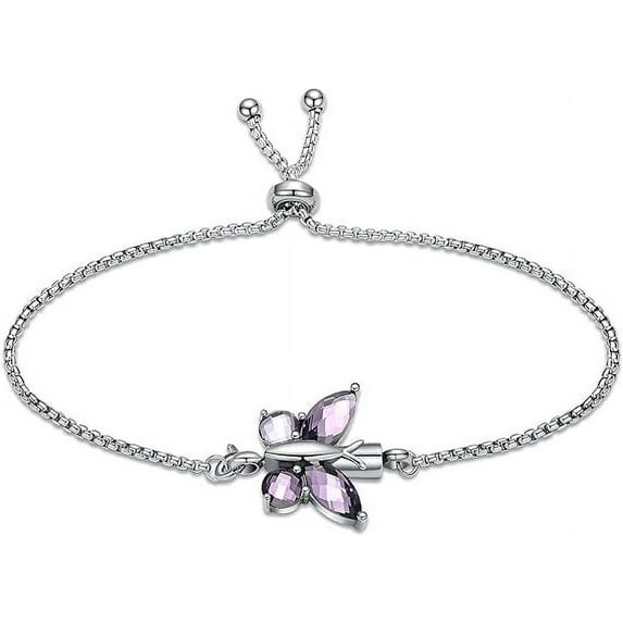 Crystal Butterfly Cremation Bracelet for Ashes for Women Stainless Steel Pendant Birthstone Crystal Cremation Bracelet for Women