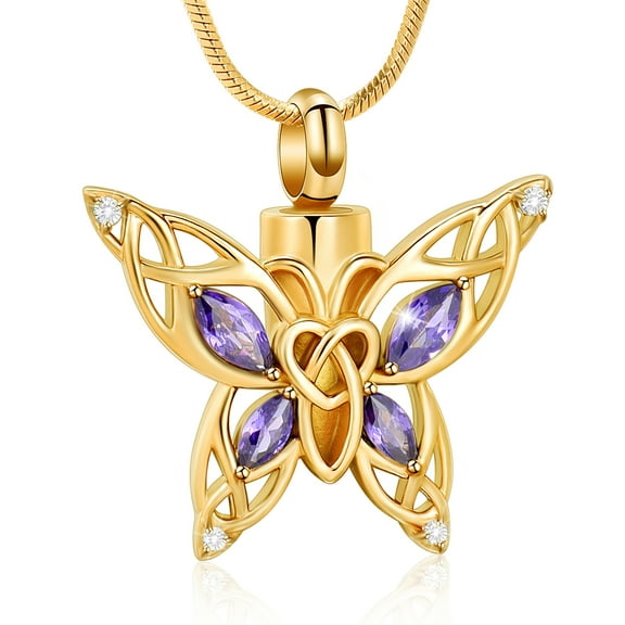 Crystal Butterfly Cremation Necklace for Ashes - Urn Neckalce for Ashes for Women Cremation Jewelry for Women - Ashes Keepsake Pendant Memorial Jewelry