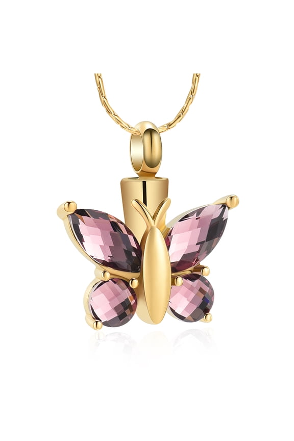 Crystal Butterfly Cremation Pendant Keepsake Urn Necklace For Ashes mini urns for memorial