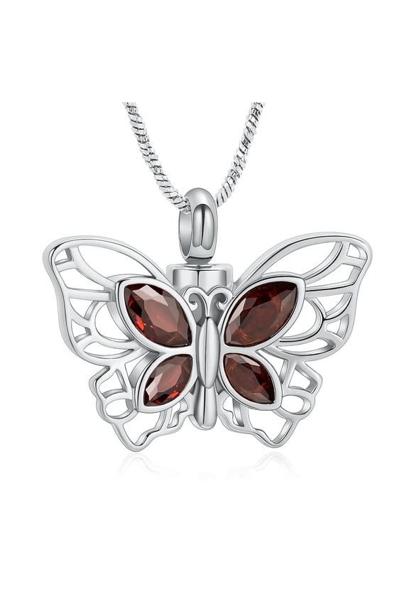 Crystal Butterfly Cremation Urn Necklace for Ashes - Birthstone Urn Necklace for Ashes for Women Cremation Jewelry for Keepsake Pendant Ashes Keepsake Pendant