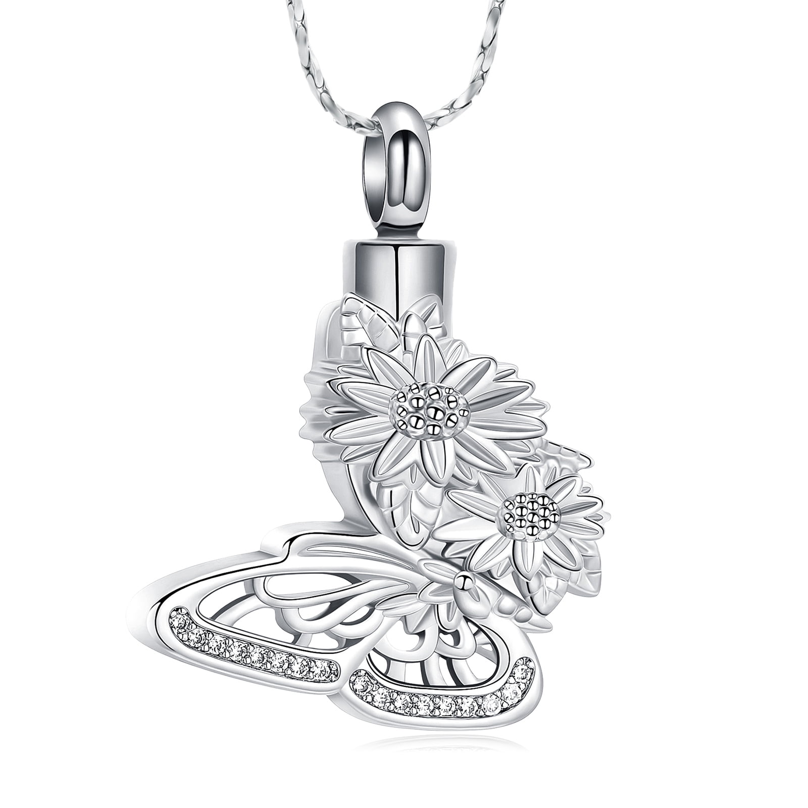 Crystal Butterfly Cremation Urn Necklace for Ashes Memorial Keepsake Urn Pendant Jewelry Women Keepsake Bereavement Gift Walmart Business Supplies